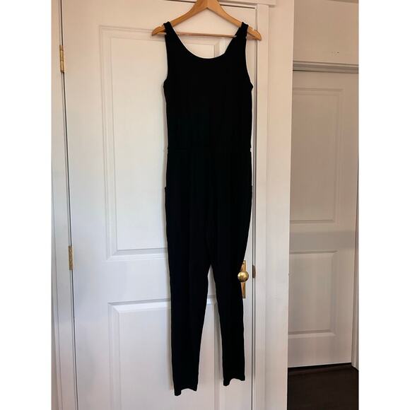Garnet Hill Black Jersey Lounge Style Jumpsuit Women’s 8 Minimalist Neutral Chic - Picture 9 of 9